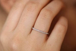 Micro Pave <b>Eternity</b> CZ Diamond Sterling <b>Silver</b> Gold Plated Wedding Party Stacking <b>Ring</b> - Product Image 4