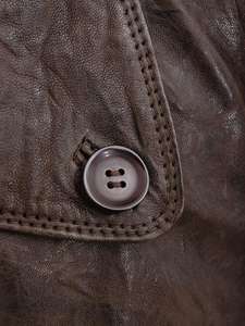 <b>Men's</b> High Quality Long Genuine Cow Leather <b>Trench</b> Outerwear Faux Fur <b>Coats</b> - Product Image 3