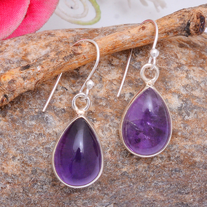 ต่างหูห้อยอเมทิสต์แท้ที่สง่างาม925แข็งเครื่องประดับเงินสเตอร์ลิงเครื่องประดับชั้นดีขายส่ง Casa de Plata - Product Image 3
