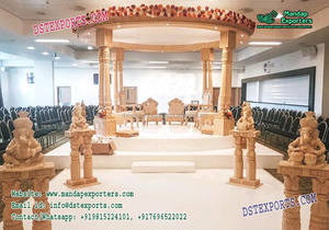 Mandap de Madera Abierto para Bodas, Magnífico Mandap para Bodas al Aire Libre con Temática de Jardín, Mandap Tradicional Hindú para Rituales de Boda en Australia - Product Image 5