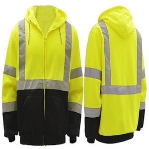 Wholesale Men's cotton solid hoodies hi vis tapes work sweatshirts fleece hi vis hoodie