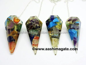 Artesanías de cristal natural hechas a mano, mezcla de péndulos de orgón de cristal, Gema de ágata, péndulos de radiestesia, patrón de estatuilla, mascota de Feng Shui - Product Image 2