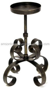 Produits décoratifs faits à la main en vente bougeoir de la meilleure qualité bougeoir de pilier en métal de fil de fer noir - Product Image 5