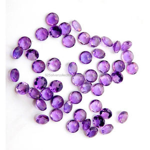 Cabujón de piedras preciosas sueltas de forma redonda de amatista facetada al por mayor para la fabricación de joyas naturales de buena calidad por quilate - Product Image 2
