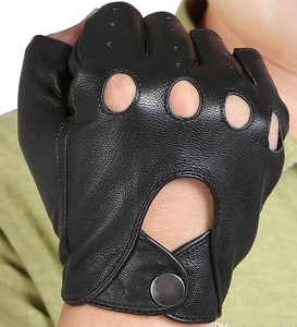 2025 nuevos modelos hechos a medida medio dedos guantes de mano guantes deportivos ciclismo Biker malla transpirable con piel de cabra de cuero genuino - Product Image 4