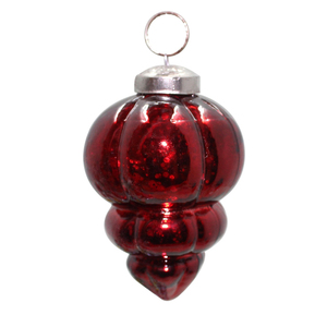 Ornement de Noël décoratif suspendu en verre rouge antique fantaisie - Product Image 1