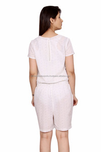 Dernière collection 2017 Combinaison blanche décontractée pour femme 100% coton Robe lavable écologique à impression numérique - Product Image 3