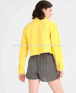 New Arrival Customized Latest Fashion Jean Jacket Wholesale Denim Jean Jacket, Women Fashionable Yellow Denim Jacket - Product Image 3