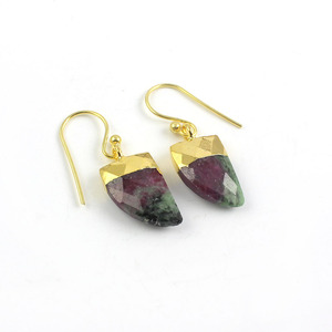 Rubis Zoisite bijoux en forme de corne de galvanoplastie argent plaqué 925 boucle d'oreille en argent Sterling plaqué or - Product Image 6
