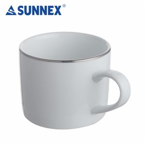 SUNNEX ถ้วยพอร์ซเลนสีขาวประหยัดพร้อมขอบเงินทาสี2022สำหรับโรงแรมจัดเลี้ยงร้านอาหารงานเลี้ยง - Product Image 1