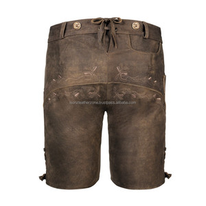 Véritables Lederhosen en Cuir Souple, Style Pantalon Court, Tenue Traditionnelle Bavaroise pour l'Oktoberfest, Disponibles dans Toutes les Couleurs - Product Image 2