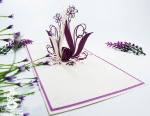 Tarjeta de felicitación emergente de flor violeta 3D hecha a mano, papel de regalo de recuerdo vietnamita, impresión offset a un precio razonable - Product Image 2
