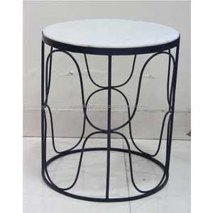 Table latérale de chevet en métal avec dessus en marbre, pour la maison - Product Image 1