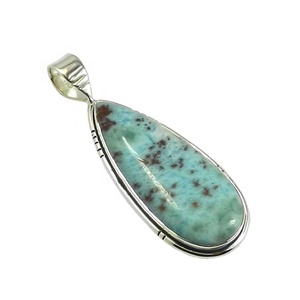 Nouveau classique bleu ciel Larimar pendentif en pierres précieuses indien fait à la main en argent bijoux fins pendentifs et breloques - Product Image 1
