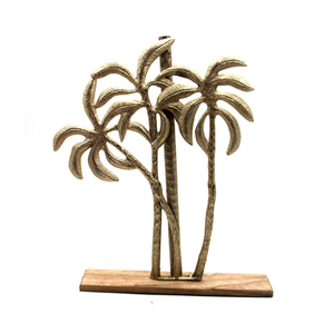 Brass Coated Metal Aluminium Palm Tree <b>Table</b> <b>Top</b> <b>Decoration</b> - Product Image 1