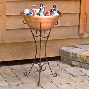 Seau à glace en laiton moderne vintage de luxe rond porte-vin en cuivre champagne avec support Antique Laser Logo Design élégant - Product Image 3