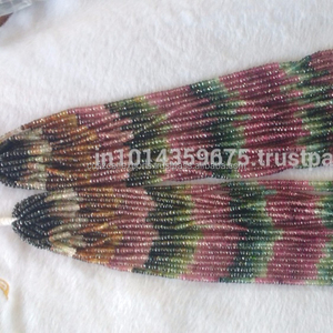 Perles rondes en tourmaline de pastèque naturelle, lisses et polies, transparentes, multicolores, certifiées par un tiers pour la fabrication de bijoux - Product Image 1