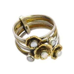 Éminent naturel nacre pierres précieuses éternité Vermeil bague nouveau concepteur anneaux de mariage 925 en argent Sterling fournisseur de bijoux - Product Image 1