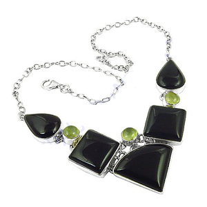 <b>Delicate</b> Impressive Design Black Onyx & Prehnite 925 Sterling Silver Pendant Wedding Trending Jewellery Gift for Her - Product Image 1