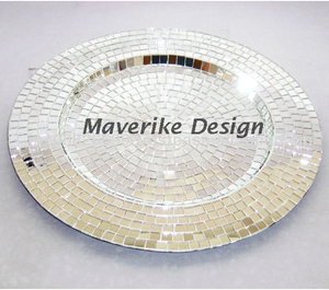 Assiette de présentation en métal avec bordure en nacre polie argent pour la maison et le mariage Vaisselle et assiettes - Product Image 5