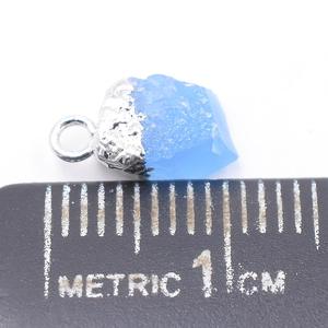 Pendentif plaqué argent Druzy bleu résultats de pierres précieuses de forme brute avec caution pour la fabrication de bijoux - Product Image 2