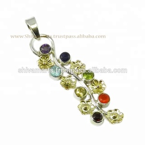 Colgante de múltiples piedras preciosas de Topacio azul natural de Plata de Ley 925 hecho a mano colgantes y dijes de joyería fina - Product Image 2