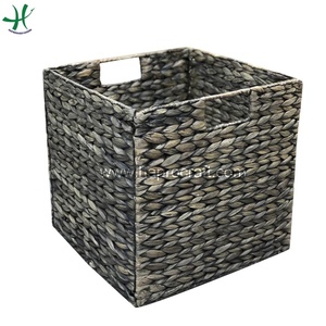 Panier tissé de stockage de jacinthe d'eau de conception classique organisateur pliable de paniers de stockage en osier - Product Image 1