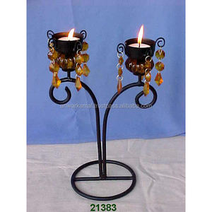 Bougeoir classique de haute qualité de qualité supérieure bougeoirs chauffe-plat noirs perles décoratives bougeoir en fer - Product Image 1