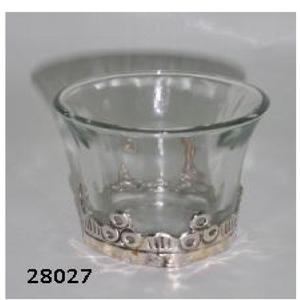 Soporte votivo de tiro de latón y vidrio transparente con acabado plateado para decoración del hogar - Product Image 2