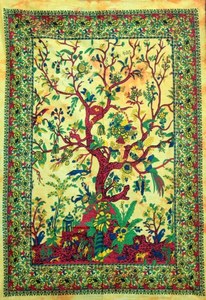 Tapiz colgante de pared indio étnico hecho a mano con estampado Floral, Mandala de árbol de la vida para meditación, Yoga, Picnics - Product Image 5