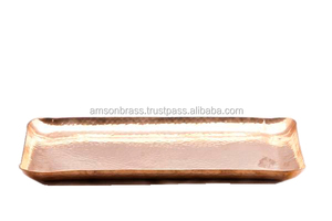 Plateau en cuivre martelé, plateau de service rectangulaire, plateau en acier inoxydable doré, plateau de service en cuivre de luxe - Product Image 6