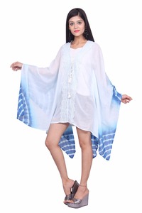 Azul y blanco Tie-Dye Moda Africana Vestido casual Festival Beach Cover-Up Hip Dress - Product Image 4