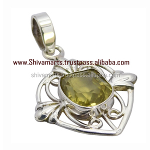 Colgante de piedras preciosas de cuarzo limón a la moda al por mayor, joyería fina Vintage, abalorios de Plata de Ley 925 chapados en rodio - Product Image 2