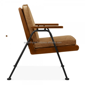 Sillón de Cuero y Madera, Moderno Sillón de Cuero - Product Image 3