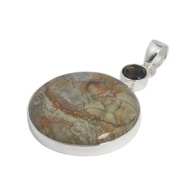 Fornitore di ciondolo Multi pietra in agata di pizzo pazzo 925 fatto a mano in argento Sterling