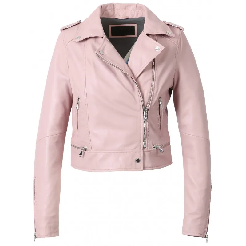 Designer Classic Winter Lederen Jassen Voor Vrouwen Rits Up Bike Korte Dames Jas Leren Jassen