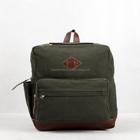 Sac à dos scolaire en toile de coton certifié avec port USB et fermeture à glissière avec pochette pour ordinateur portable