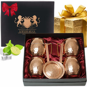 Tazas de cobre puro de diseño martillado con mango de latón Taza de cobre de mula de Moscú para agua potable Cerveza Vodka Tazas - Product Image 5