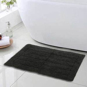 Tapis de bain en coton lavable à rayures Tapis de bain en bambou noir - Product Image 1
