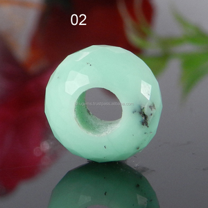 Cuentas de jaspe de crisoprasa natural Agujero grande Roundel Facetado 14x8x5,5mm Verde IG9832 - Product Image 2