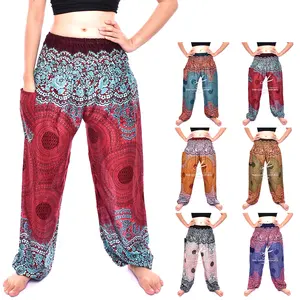 Impresso Harem Pants, calças de Yoga, calças de Rayon