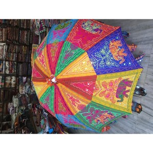 ร่มปักลายอินเดียสีสันสดใส งานฝีมือแบบโบโฮ สำหรับงานเทศกาล งานแต่งงาน ตกแต่งภายนอก ราคาโรงงาน ผลิตด้วยมือ - Product Image 2
