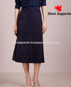 2022 tendance hiver grande taille bureau dame solide en cuir véritable taille tombée jupe avec broderie et bouton pour les femmes - Product Image 3