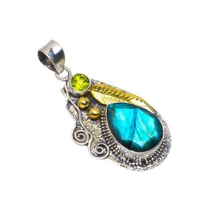 Pendentif multi pierre en argent Sterling pur 925 pour femme mariage argent bijoux fins pendentifs et breloques fabricant - Product Image 1