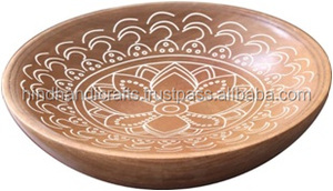 Bol de service rond en bois de style moderne ustensiles de cuisine et vaisselle polis de haute qualité pour restaurant et fête - Product Image 6