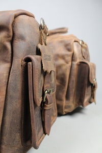 Sac en cuir synthétique Style Vintage, sac polochon marron, week-end de voyage, VCS 0017 - Product Image 3