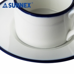 ชุดถ้วยกาแฟเซรามิกพอร์ซเลนขอบสีน้ำเงิน - Product Image 5