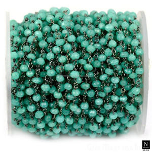 Aguamarina azul Calcedonia 3-3,5 MM cuentas plateadas piedras preciosas Rosario cadena hecha a mano venta al por mayor collar accesorios venta al por mayor DIY - Product Image 4