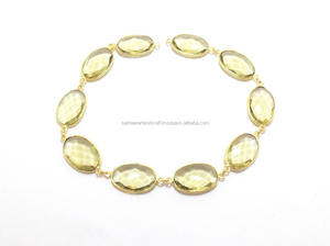 สายโซ่เชื่อมต่อ Boho สวยพร้อมเลมอนควอทซ์สำหรับงานแต่งขอบพลอยธรรมชาติทำด้วยมือสำหรับงานแต่งงานงานปาร์ตี้ - Product Image 3