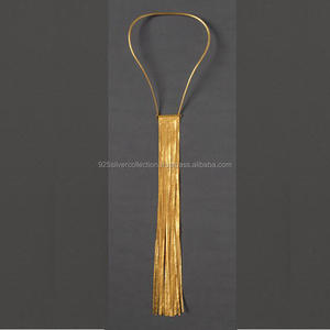 Trendy Gold-Plated Brass Chain Tassel <b>Necklace</b> Single <b>Layer</b> Choker Design Perfect Fashion Pendant for Women's Weddings Parties - Product Image 1